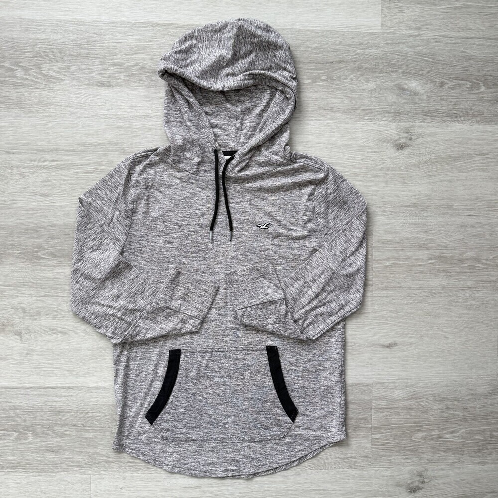 Hollister California Hoodie Men's Size Small Heather Grey Pullover Slim Fit EUC